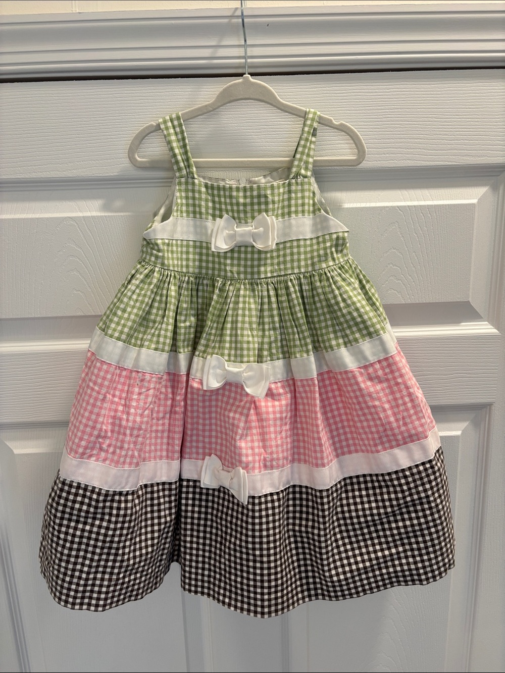 Crazy 8 Tiered Gingham Dress in Green, Pink & Black